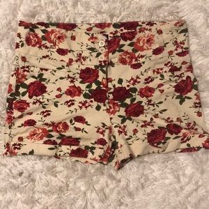 Flower print high waisted short